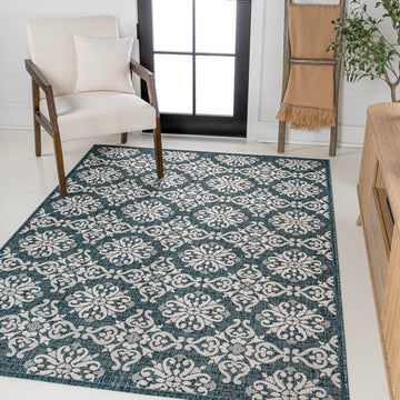 Amora Traditional Mediterranean Tile Design Indoor/Outdoor Area Rug
